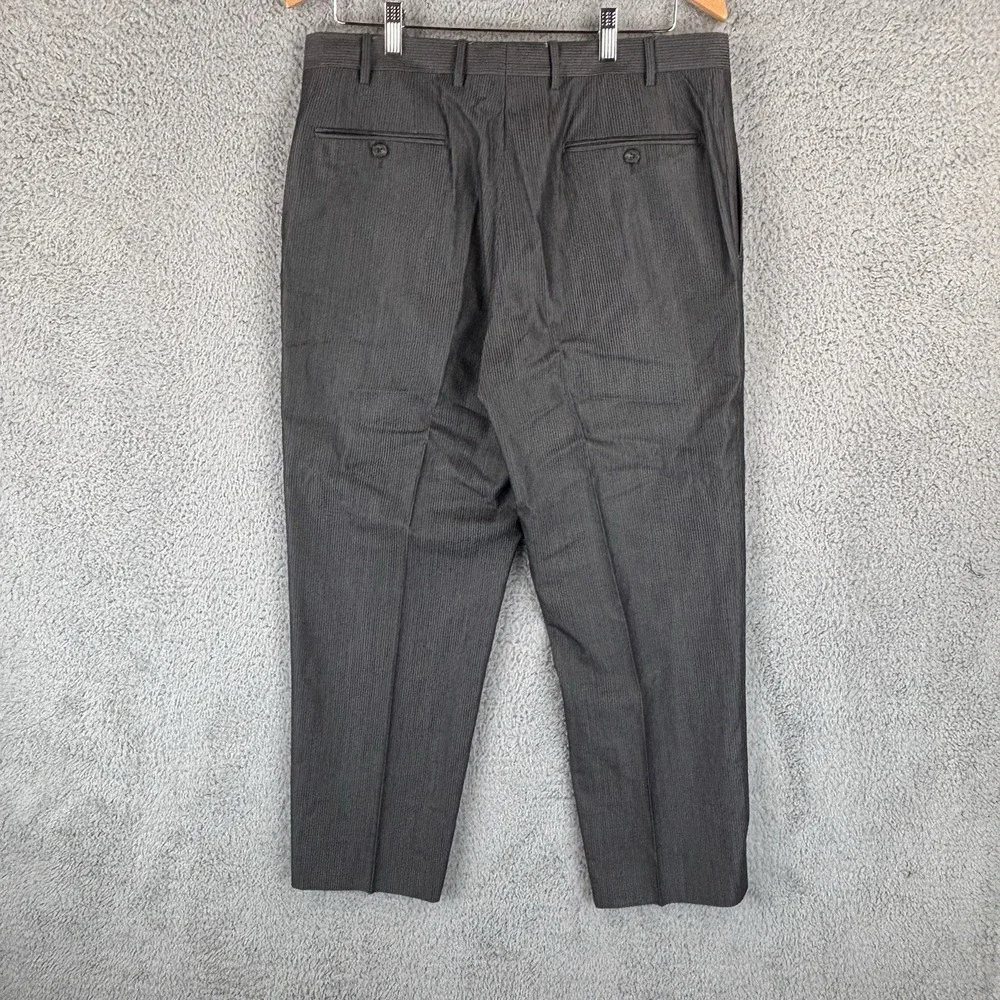 Canali Dress Pants Mens 34x28 Gray Stripe Flat Front Wool Slacks Made Italy
